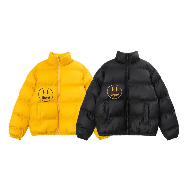 

Drew House Smiley Face Puffer Jacket Bread-Style Coat Oversized High-Street Style Outerwear Versatile Unisex Winter