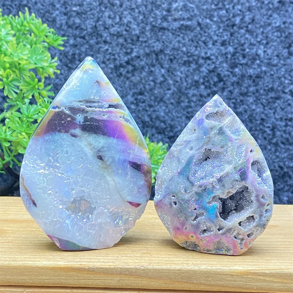 Natural And Beautiful Colorful Electroplated Sphalerite Crystal Decoration Shi Ying Mineral Free Form Torch Home Decoration