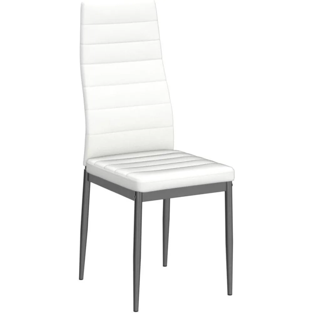 White Dining Chair , Leather Dining Chairs with Curved Back & Foot Cap Protection for Dining Kitchen Living Room,300lbs Capacity image 5