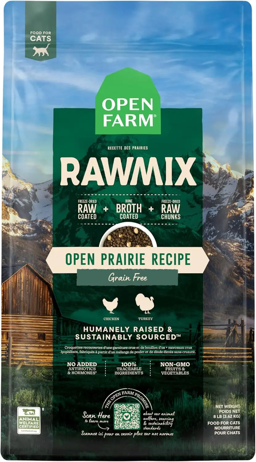 

Сухой корм для кошек RawMix, обогащенный белком, с оболочкой из костного бульона и сублимированными кусочками, для домашних и уличных кошек