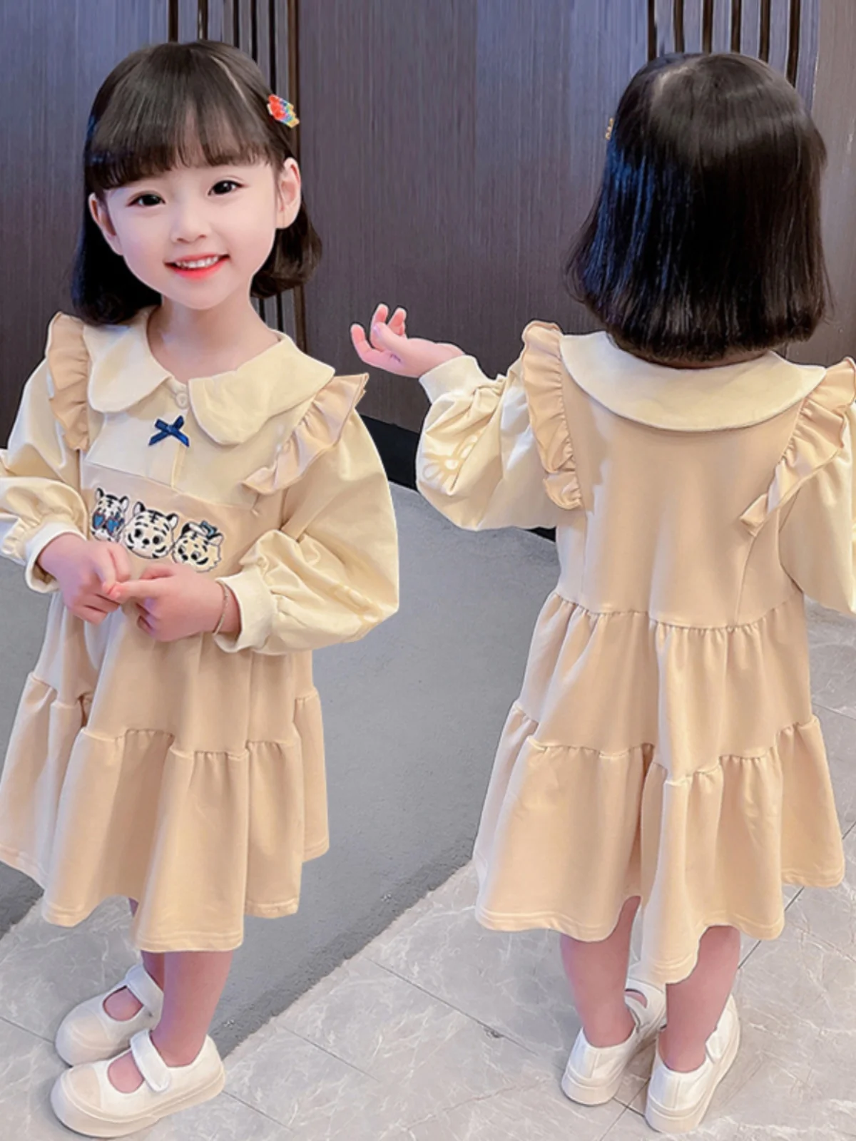 Vestido de Princesa Fashion para Meninas Pequenas, Roupas Bonitas para Primavera e Outono, Vestido Estiloso para Crianças, Sa...