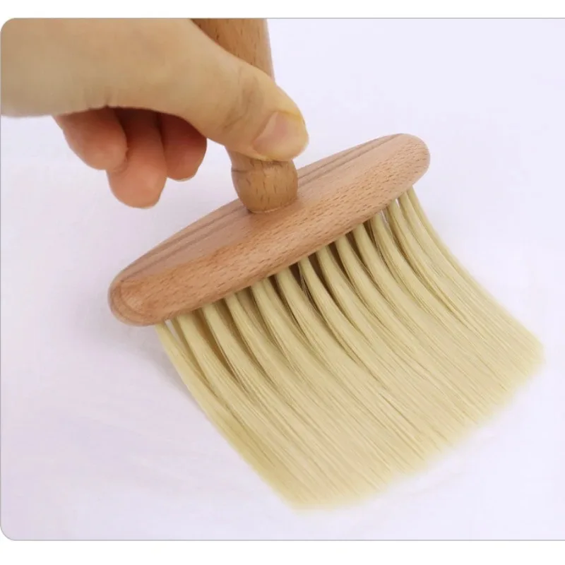 Spazzola per spolverino per collo da barbiere Manico in legno con gancio Spazzola per pulizia per parrucchiere Spazzole per capelli in fibra naturale