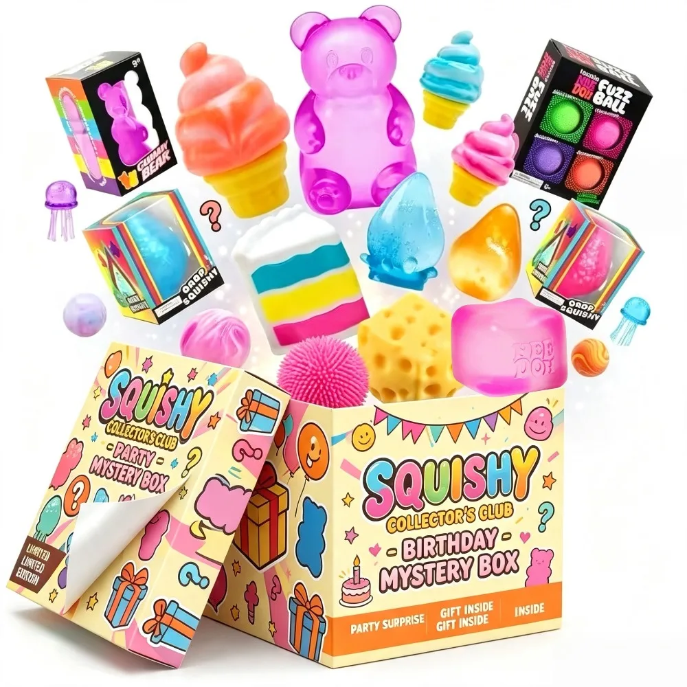 Surprise Box with More than 100 Toys, Varied Soft Figures for Stress Relief, Fun and Mysterious Box, Anti-Stress Toys