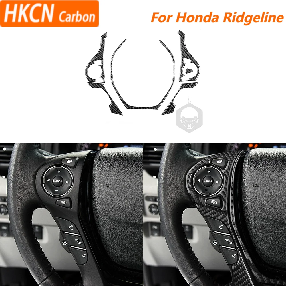 

For Honda Ridgeline Pilot Passport Car Accessories Carbon Fiber Steering Wheel Button Set Interior Cover Trim Modified Sticker