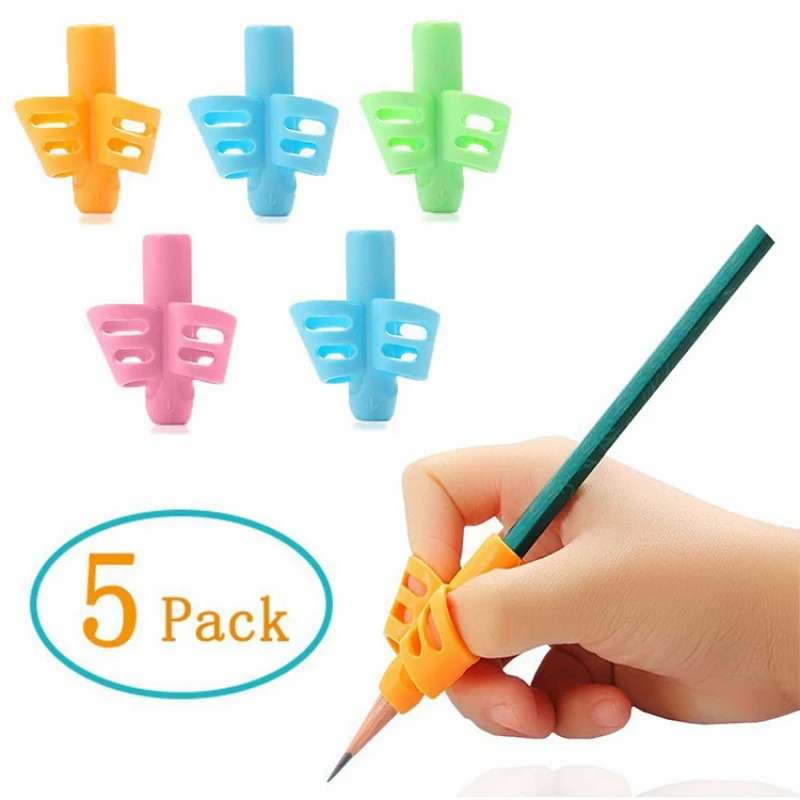 5PCS Pencil Handle Holder Pen Holder for Kids Cute Hand Writing Aid Trainer Posture Correction Pen Two Finger Holder