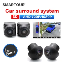 3D Car 1080P/720P AHD 360 Degree Camera Panoramic Surround View Right+Left+Front+Rear View Camera System for Android Auto Radio