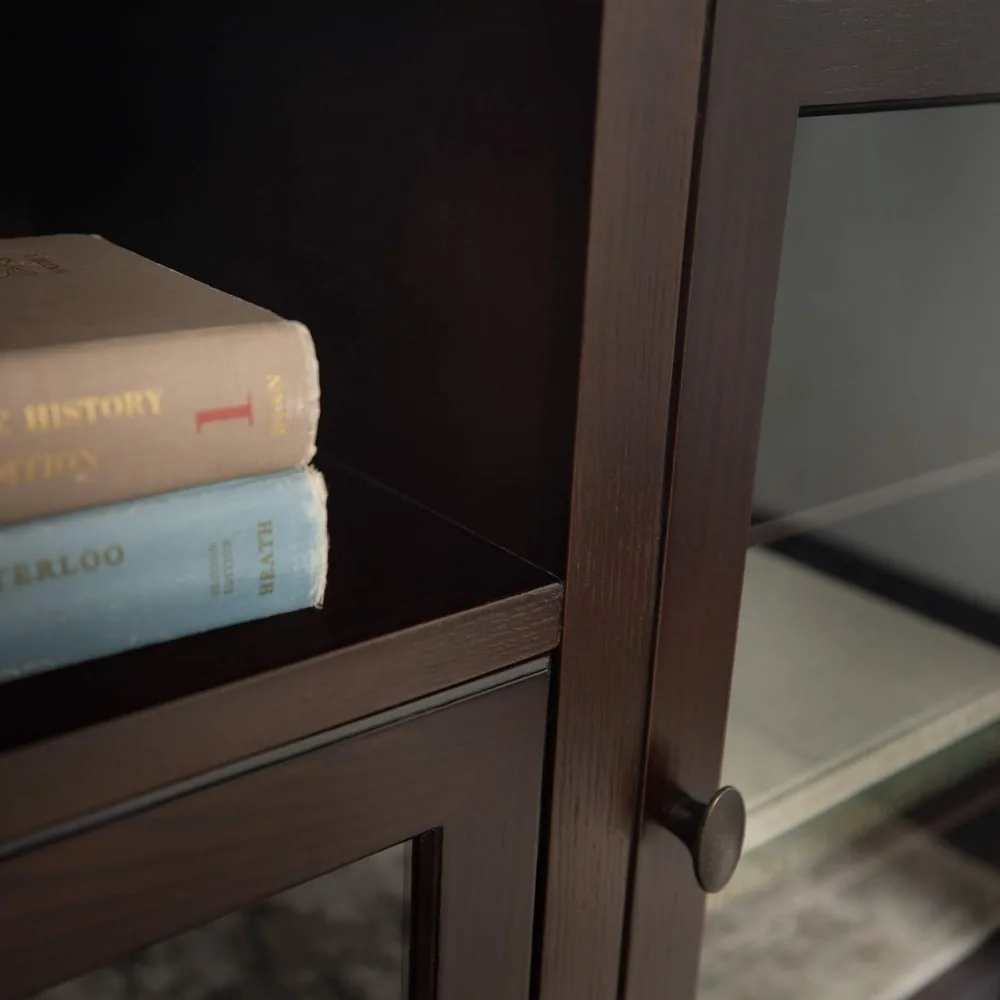 Clássico Glass Door Storage TV Console, TVs até 80 polegadas, 70 Polegada, Espresso Brown