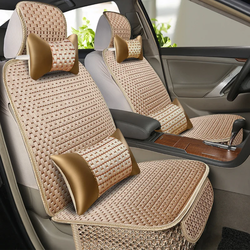 1PCS Car Seat Cover,Luxury Car Seat Cushion Hand-woven Ice Silk Car Seat Cover Summer Front Seat Universal Car Seat Cushion