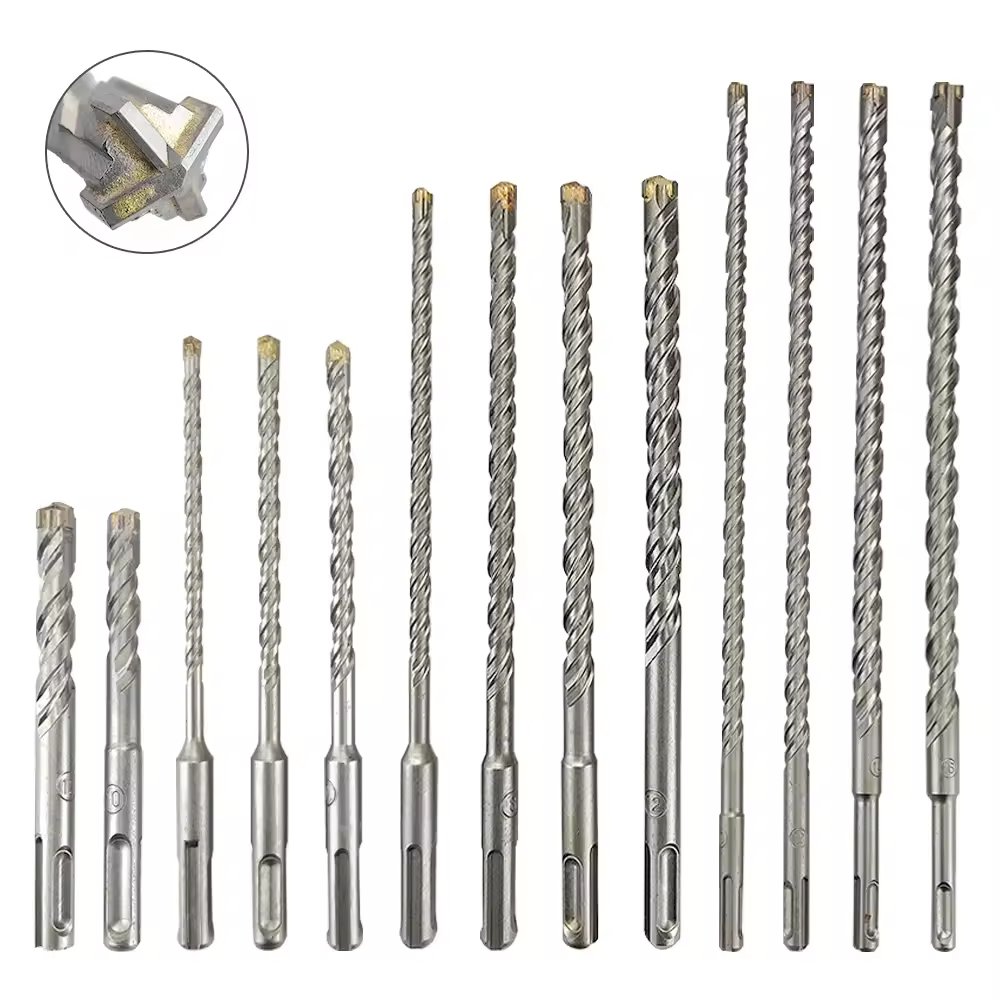 1 יחידה מקדחה סיבובית SDS Plus בעלת קצה צלב להשפעה על קירות בטון, אבן ושיש