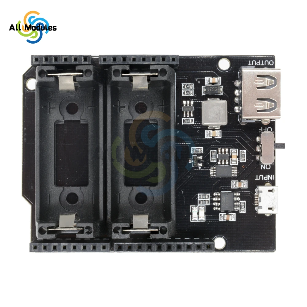 Esp32 esp8266 fonte de alimentação recarregável dupla 16340 bateria lítio carregador escudo módulo para arduino r3 placa power bank