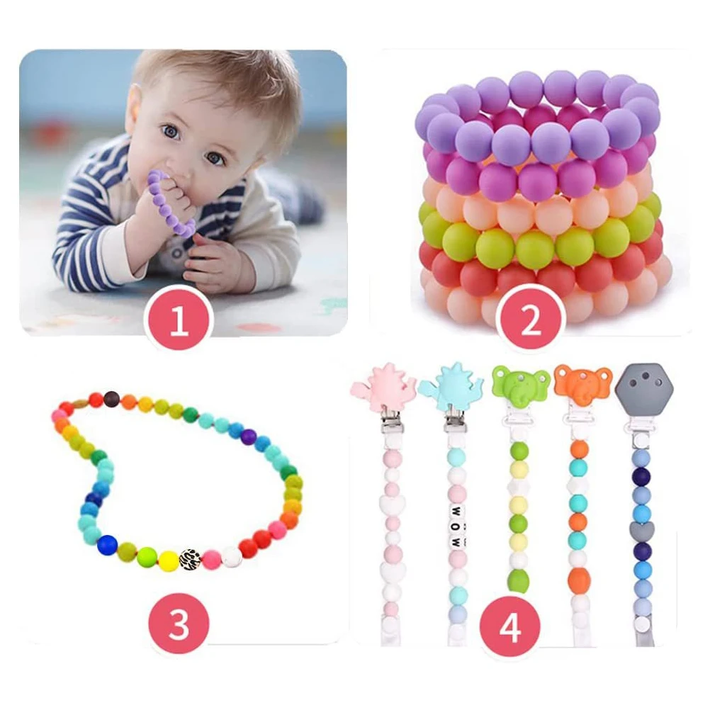

100pcs Silicone Jewelry 15Mm Colored Diy Craft Making Beads For Bracelets Keychains Kids Bulk Handmade Accessories Charms Spacer