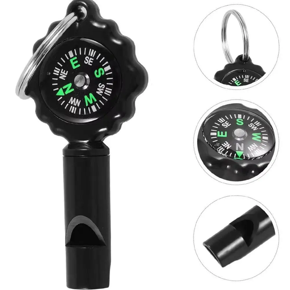 

1pcs Camping Hiking Outdoor Multifunctional Survival Whistle Flashlight Compass Thermometer Magnifier Reflector Magnifying Glass