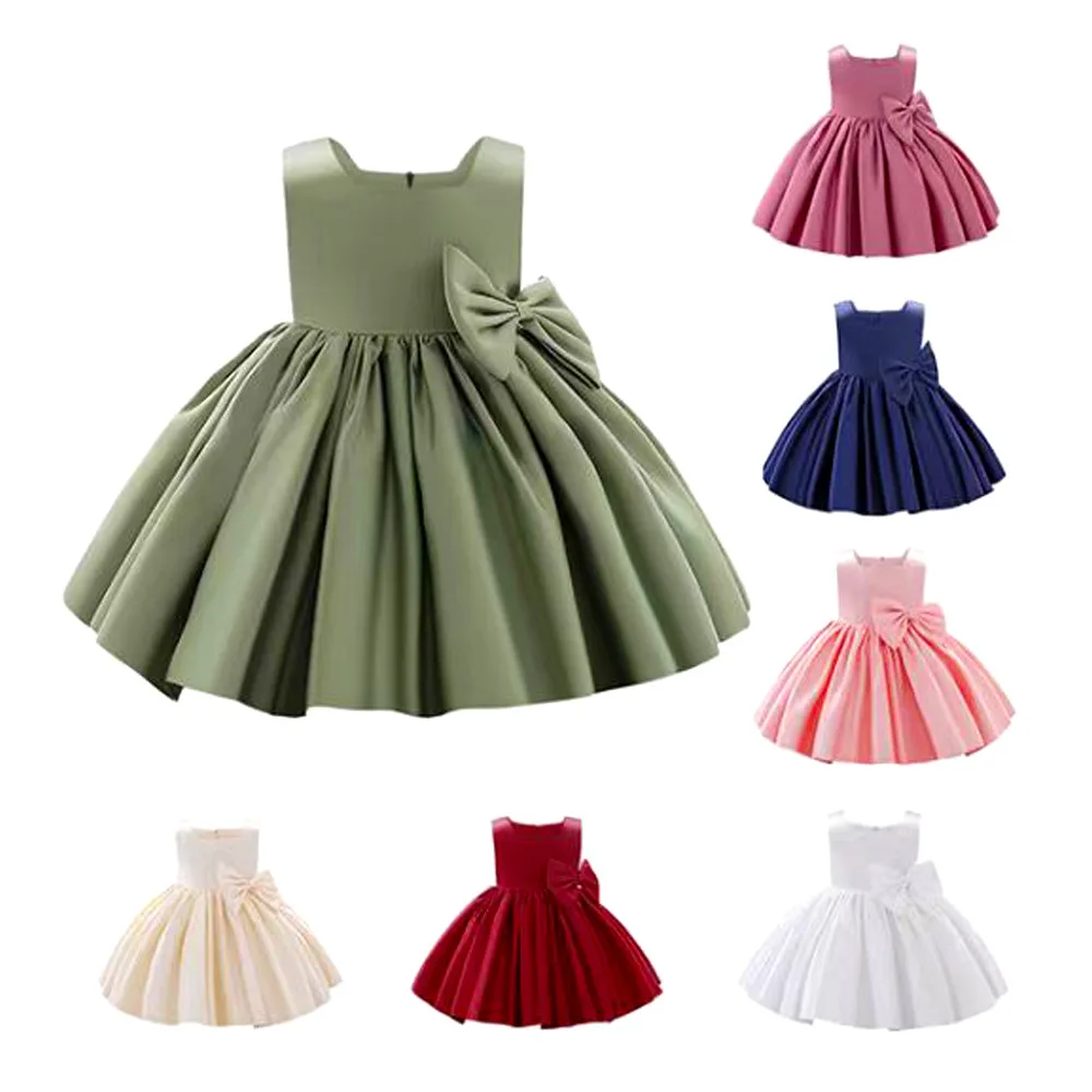 Children\'s Girly Ceremonial Elegant Birthday And Wedding Party Dresses 6 To 12 Years Girls Sage Green Prom Baby Costume Clothing