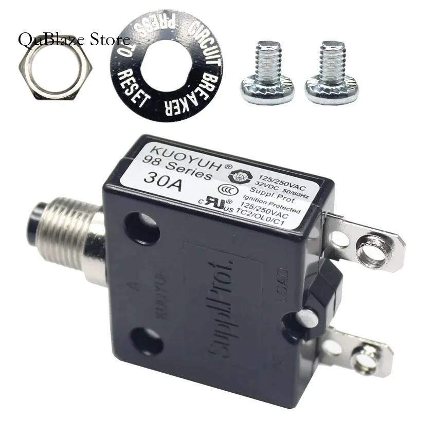 

KUOYUH 98 5A 6A 8A 10A 12A 15A 20A 25A 28A 30A Circuit Breakers Of Micro Thermal Protector With Screw Termial