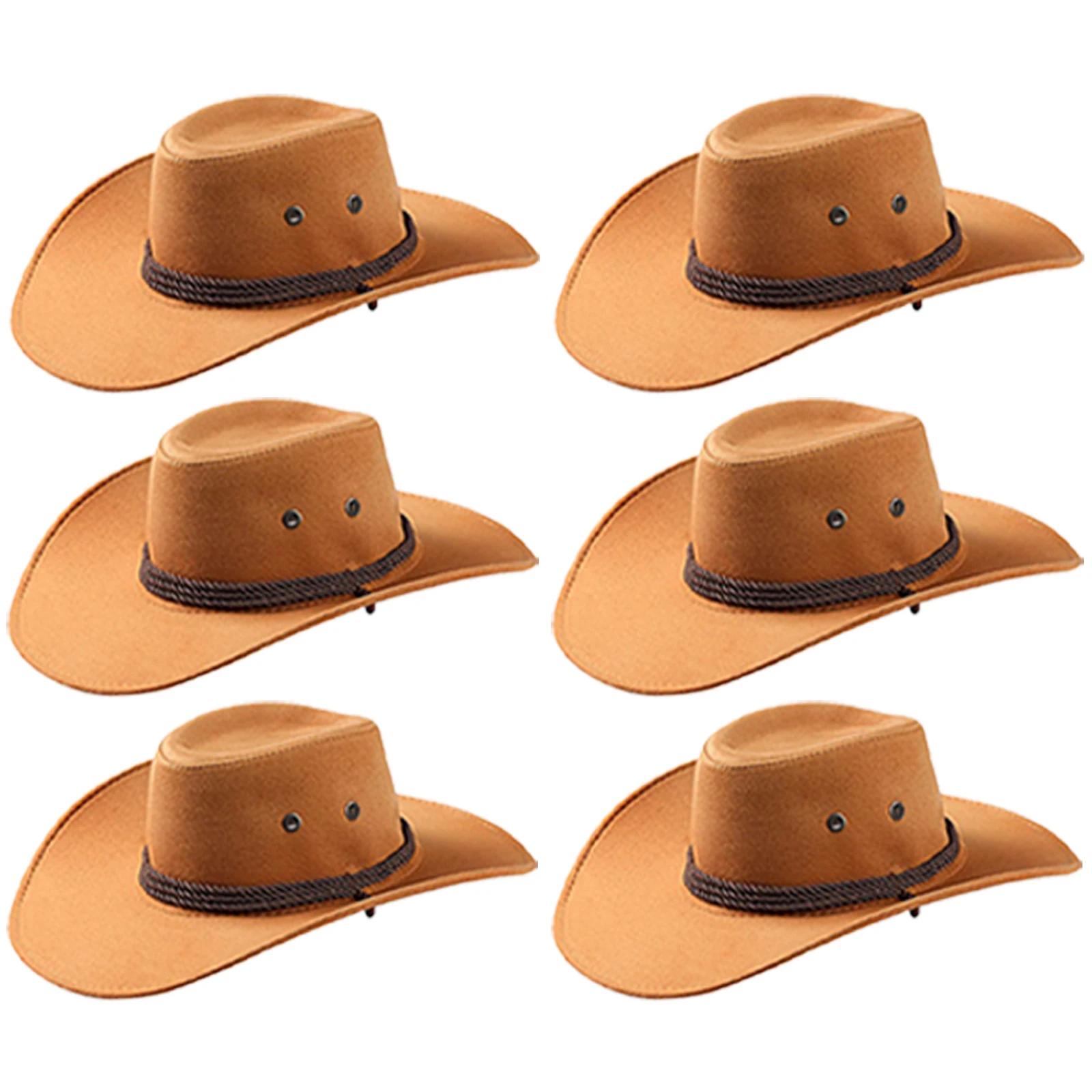 6-24 Set Cowboyhoeden voor mannen en vrouwen, cowboyhoed voor vrijgezellenfeest, cowboyhoeden met bandana's voor bruidsdouche