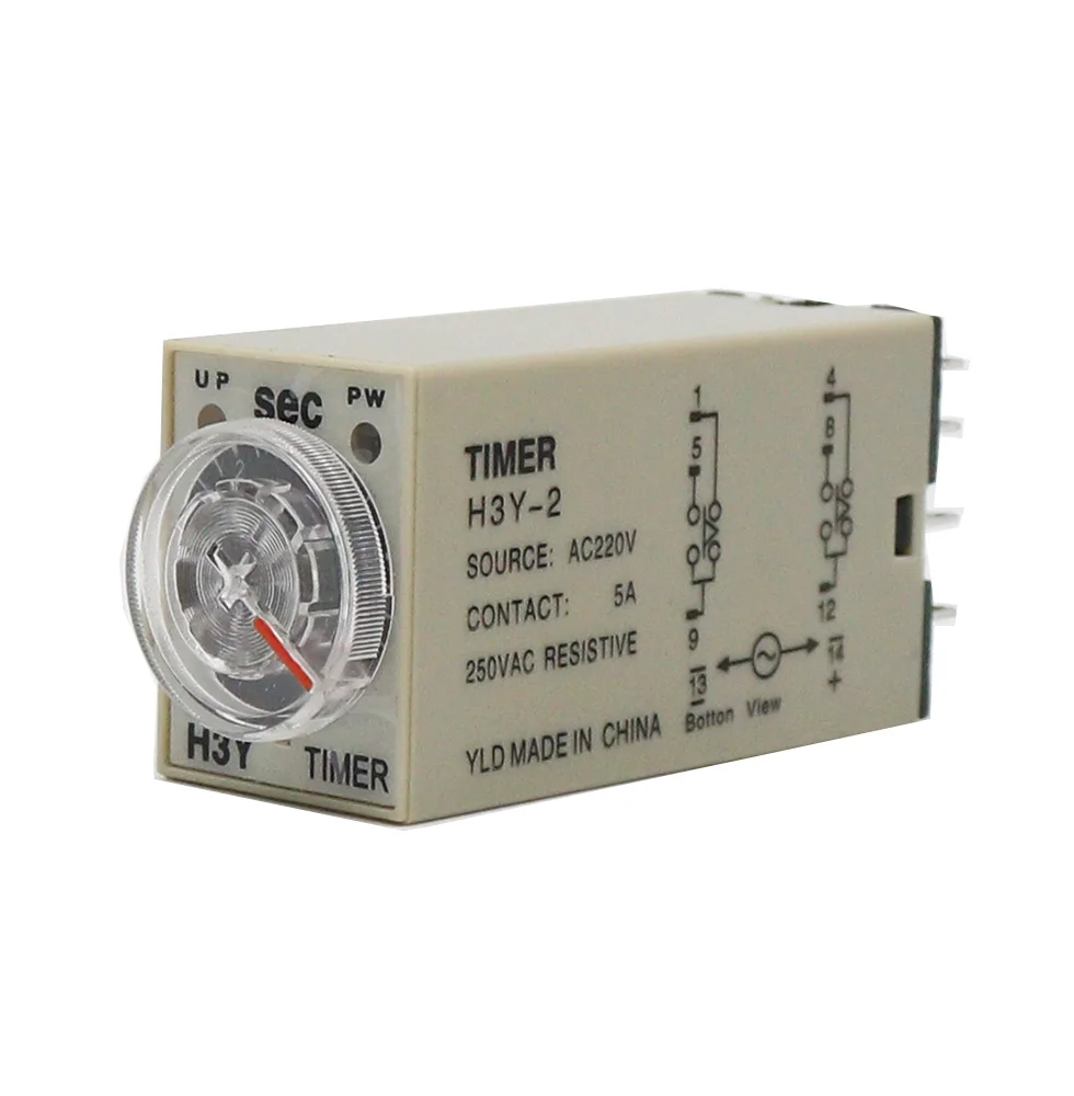 1pcs Power on Delay Time Relay H3Y-2  Small 8-pinDC12V24vAC220v Timer Switch 1S 3S 5S 30S 60S 5M 10M 30M 60M