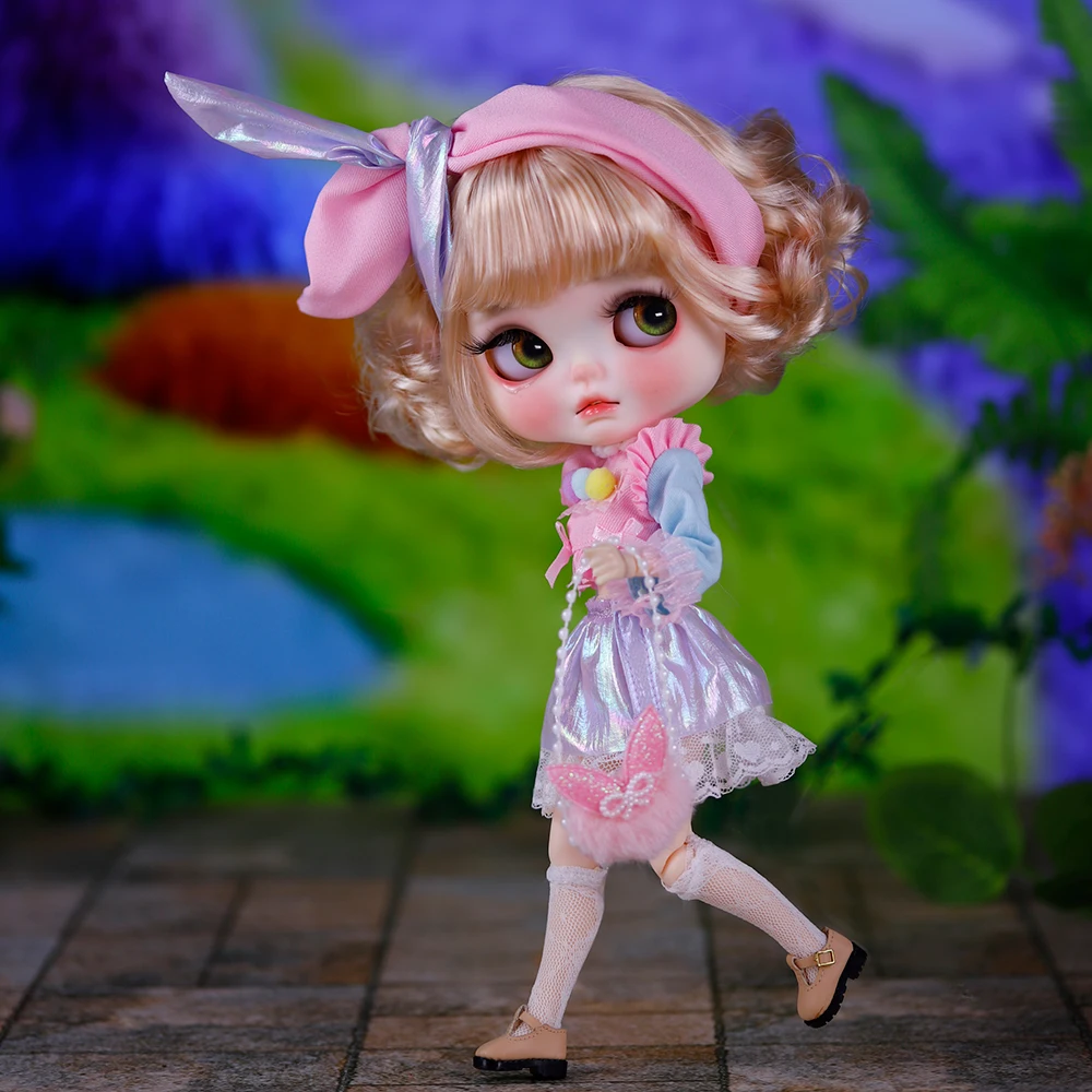 غاضب التشديد Ooak لطيف الكعك الطفل ICY DBS Blyth دمية منحوتة الشفاه ماتي الوجه 1/6 BJD Azone S أنيمي فتاة