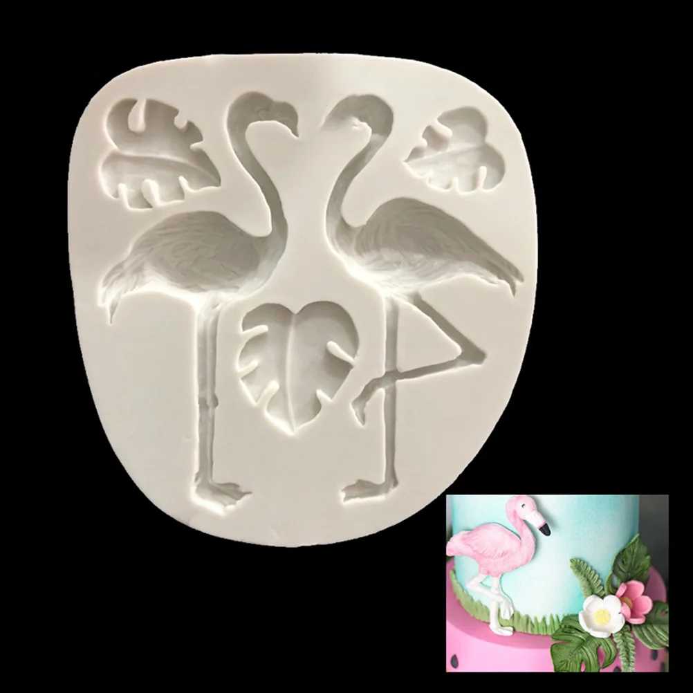 Tropical Rain Forest Flamingo Turtle Back Leaf Fondant Silicone Mold Clay Clay Glue Decoration Tools(Grey)