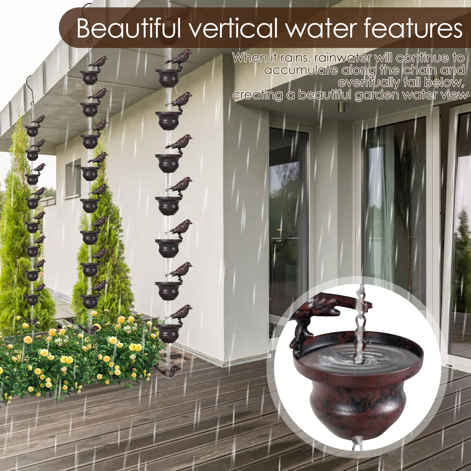Creative Birds Iron Rain Chain – 7.87ft 3