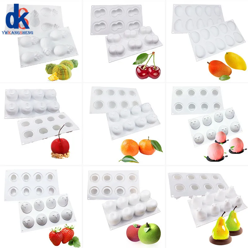 1 szt. Forma silikonowa do ciasta z serii Ananas Gruszka Brzoskwinia, forma do pieczenia musu z mango i pomarańczy, forma do musu deserowego francuskiego z truskawką