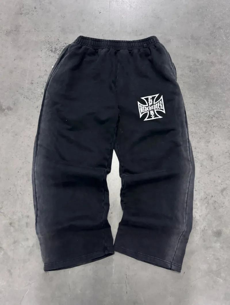 Y2k American Letter Cross Logo Set Man Clothing Streetwear Harajuku Gothic Women Retro Hoodies Couple Sweatshirts Sweatpants - Image 3