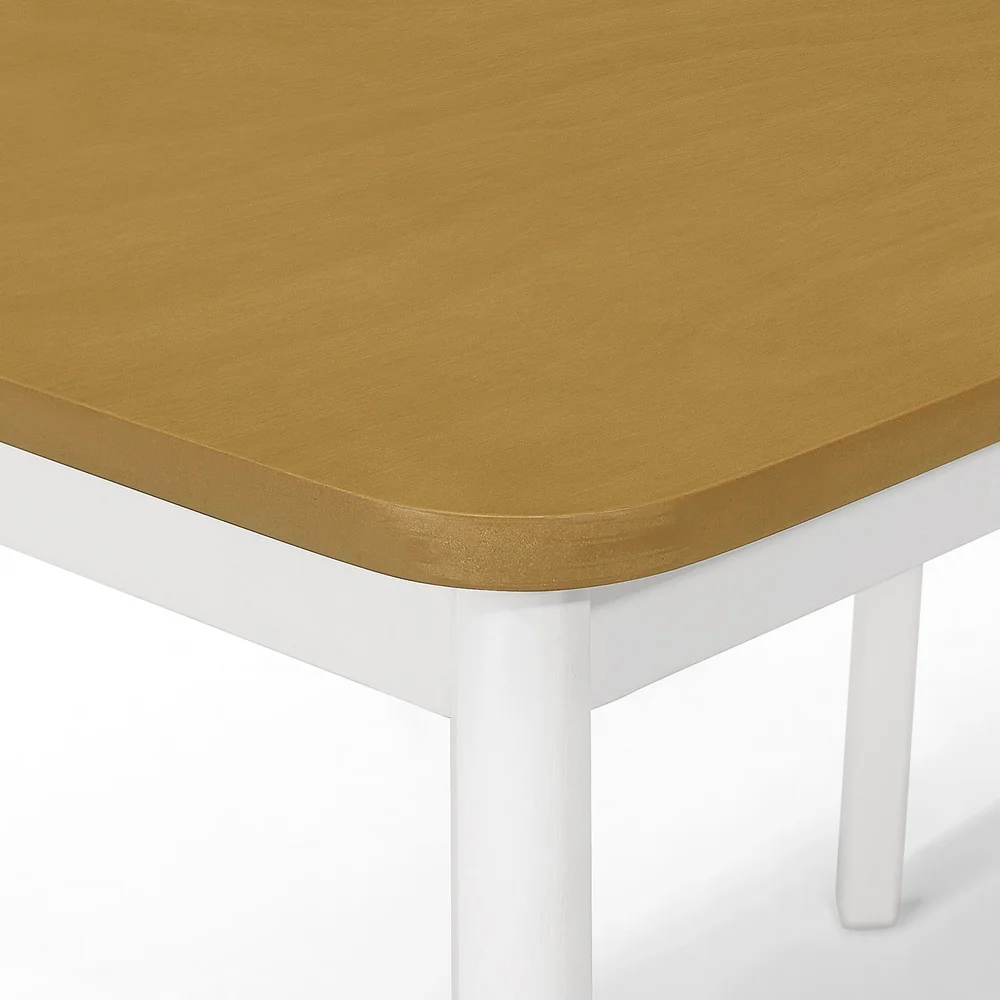Juego de mesa de comedor minimalista de dos tonos, 5 piezas, muebles de interior de madera maciza, roble claro blanco, construcción robusta, fácil montaje