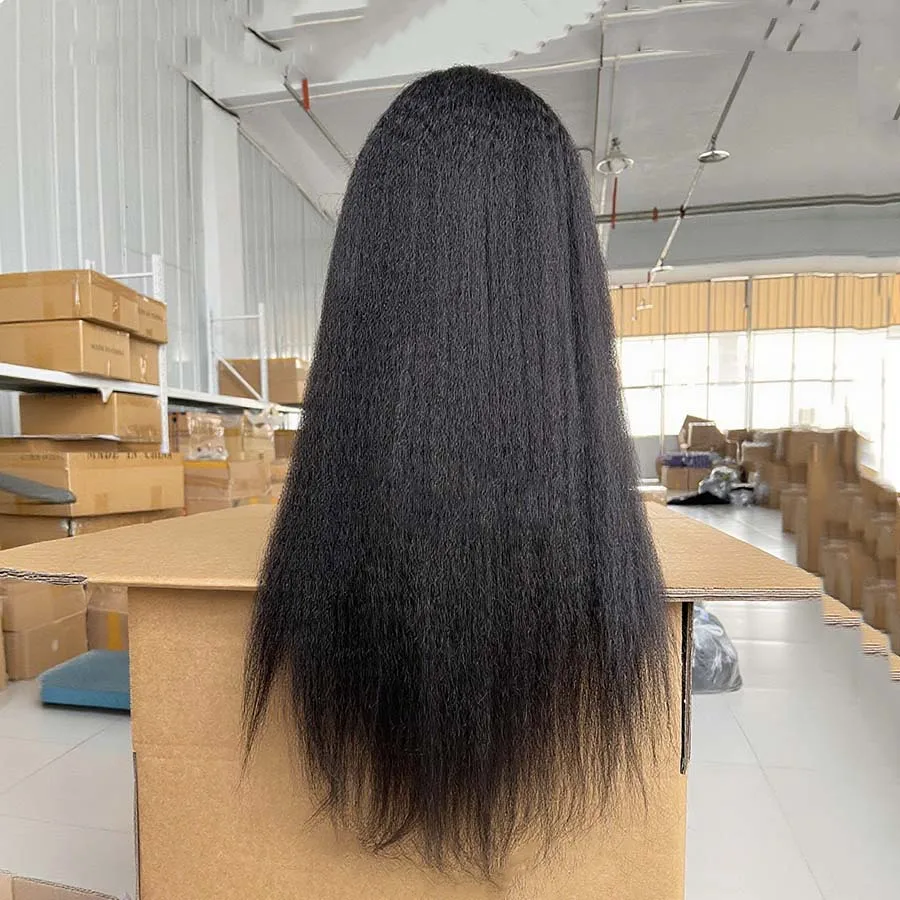 

Накладной парик V-образной формы Kinky Straight, без клея, из натуральных волос Remy, готовый к ношению, без кружевной основы, для женщин