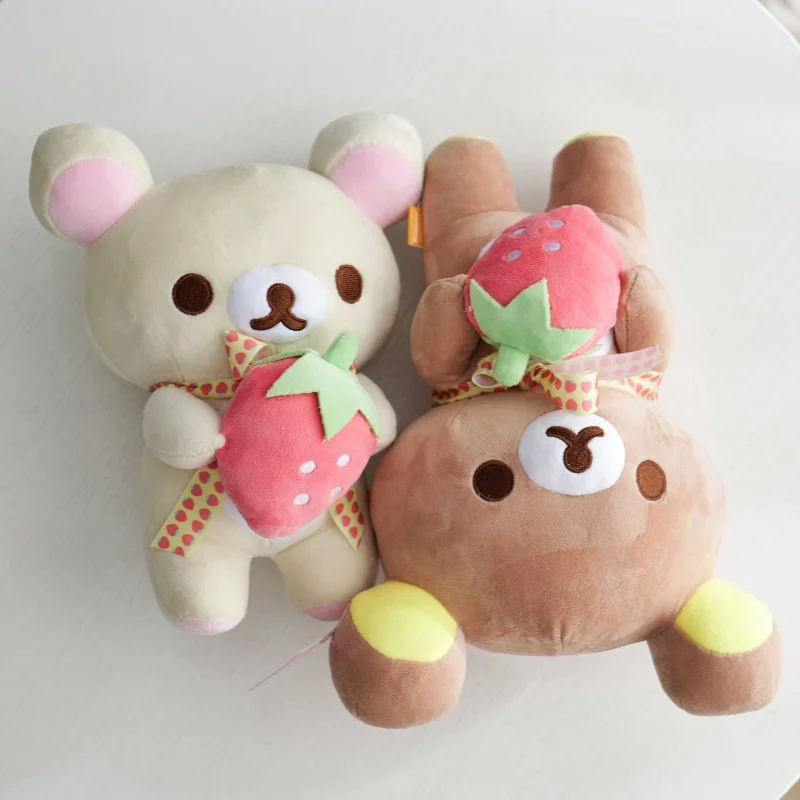 Kawaii truskawkowy Rilakkuma pluszowa lalka Anime pluszowy miś miś Rilakkuma element ubioru szop pracz pluszak Pelcuhe wypchana lalka prezent dla