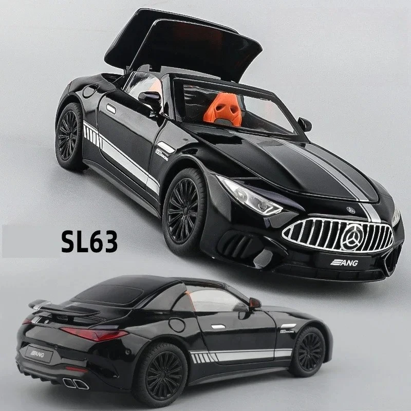 

1:22 SL63 спортивный автомобиль, имитация литья под давлением, модель автомобиля из металлического сплава, звуковой свет, коллекция с откатным механизмом, детские игрушки, подарки