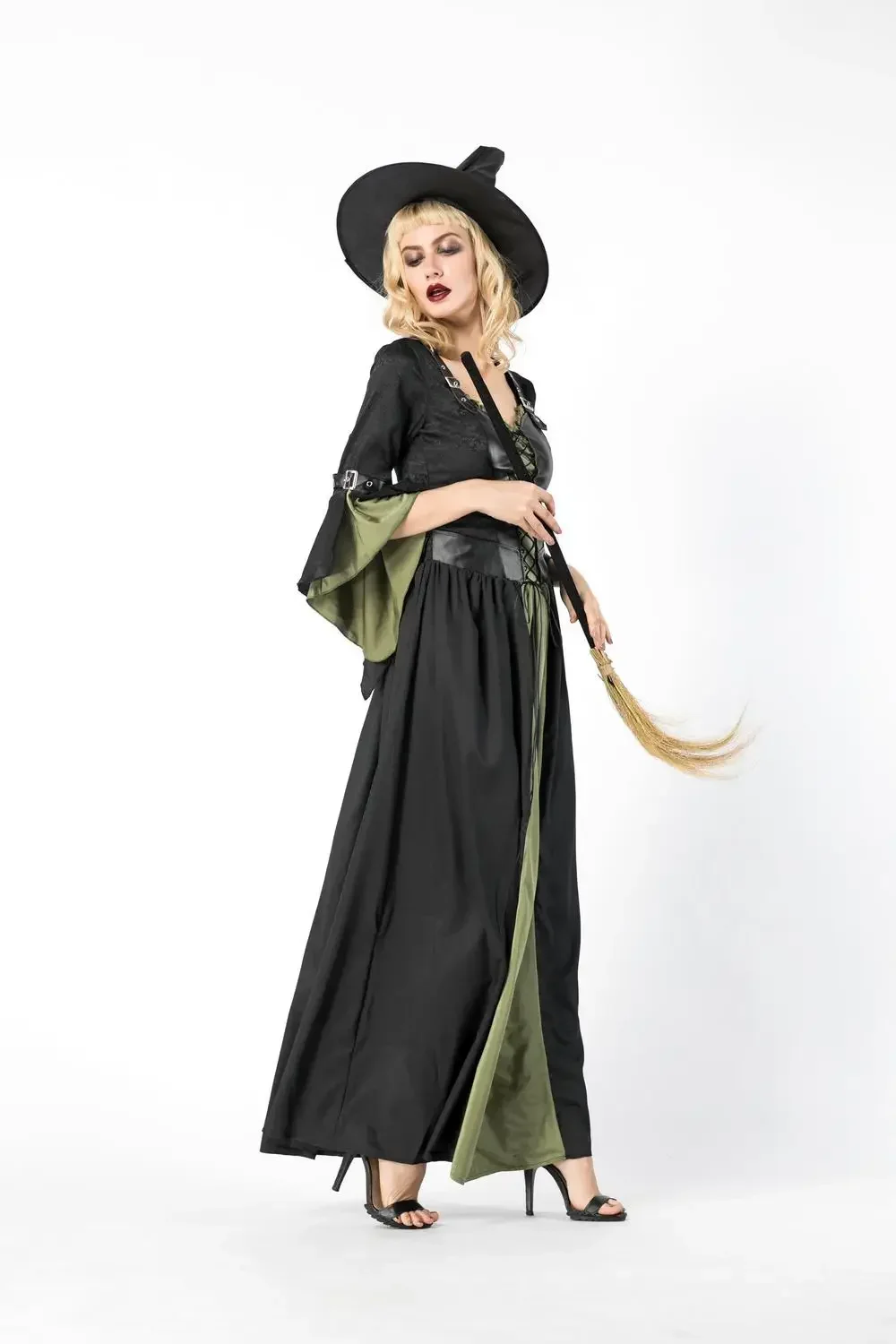 Halloween Witch Vampire Costumes For Women Adult Scary Carnival Party Performance Drama Masquerade Clothing With Hat