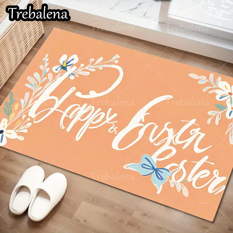 1 قطعة سجادة باب ترحيب سعيد عيد الفصح الأزهار فراشة ترحيب حصيرة الربيع عطلة ديكور