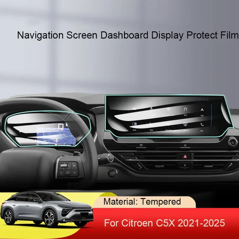 

For Citroen C5X 2021-2025 Car GPS Navigation Screen Protect Tempered Film Dashboard Display TPU Interior Sticker Auto Accessory