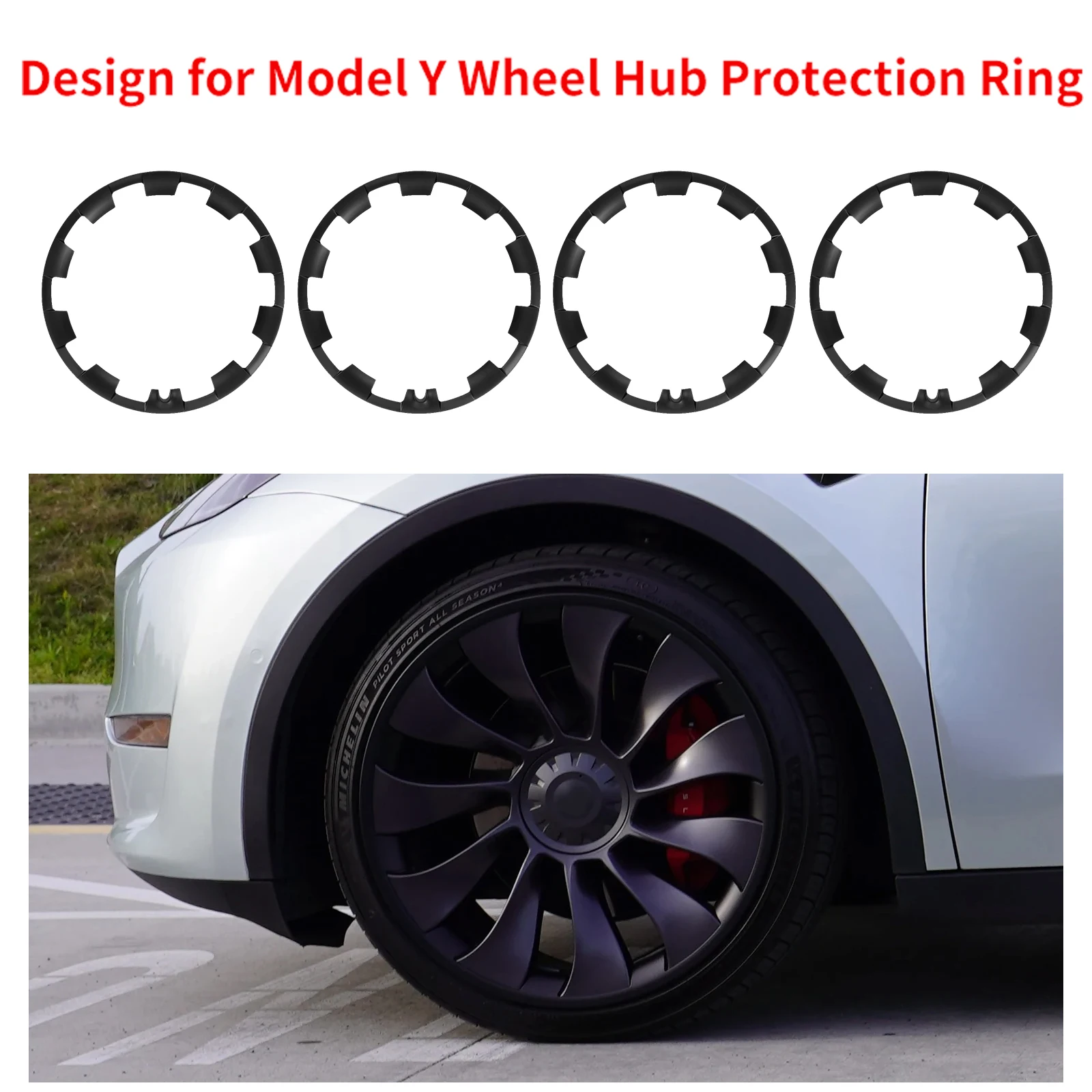 4pcs/set Hub Protection Rim Hub Design for Tesla Model Y（ 2020-2024）21inch ABS Wheel Protector ABS Rim Auto Exterior Accessories