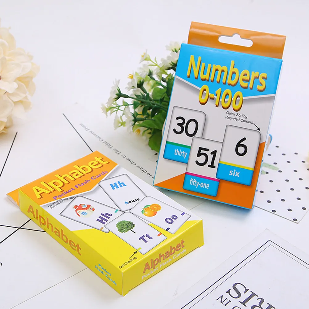 2Sets Educational Flash Cards Alphabet and Number Early Learning for Kids Toddlers Basic Math School Supplies Gifts