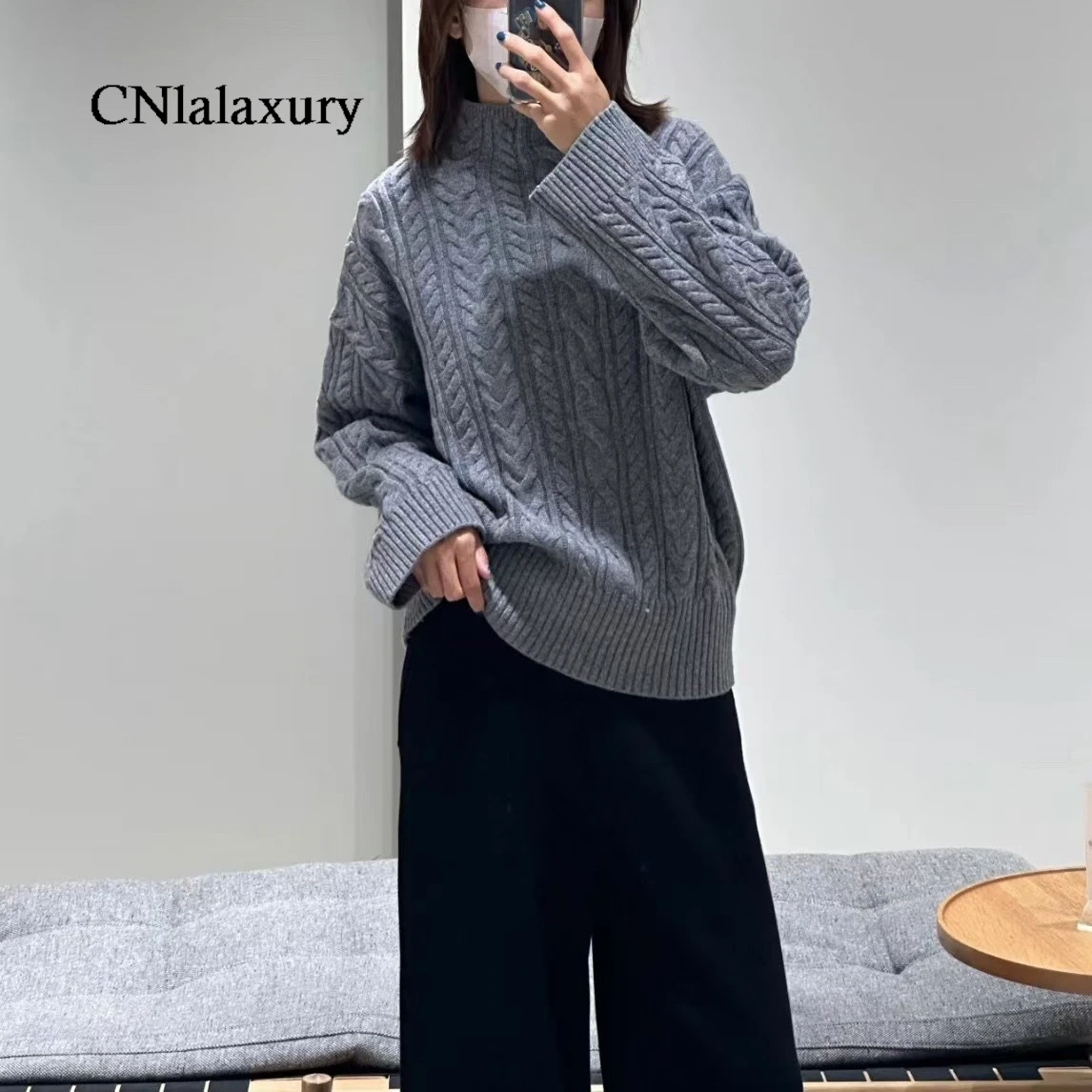 CNlalaxury Casual Solid Color Sweater Set Women Knitted Long Sleeve Pullover Or Trousers Thickened Pants Suit