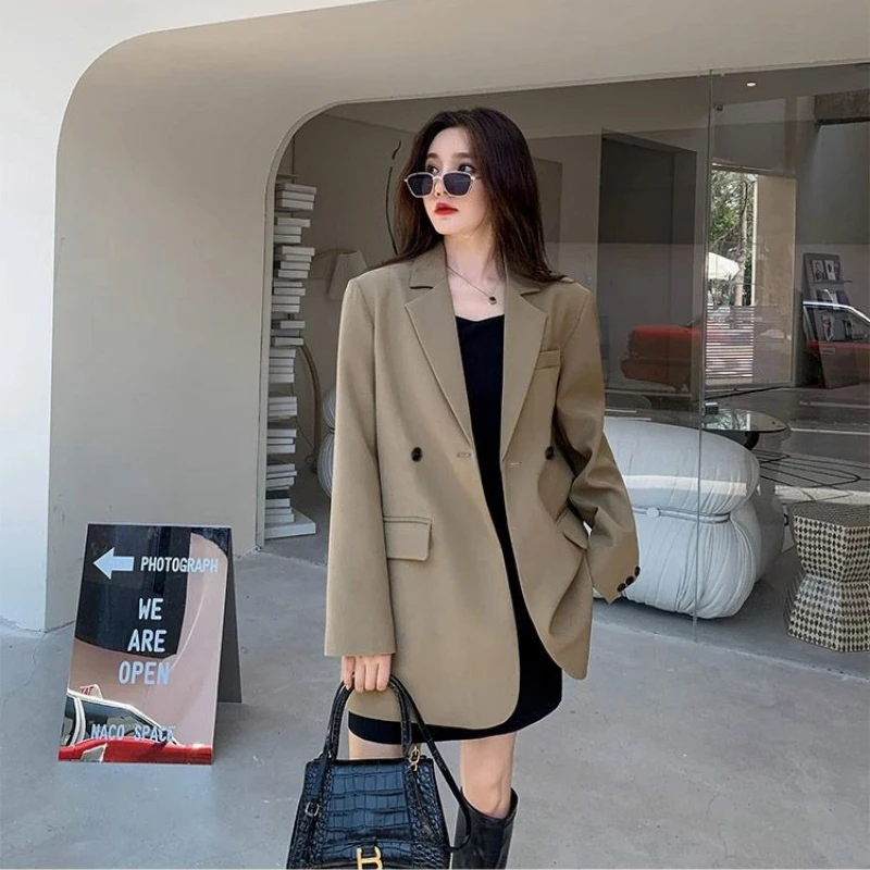 Luxury Design Black Blazer Women Clothing Trends Long Sleeve Spring Autumn Jacket Office Ladies Suits Coat Button Oversized Tops