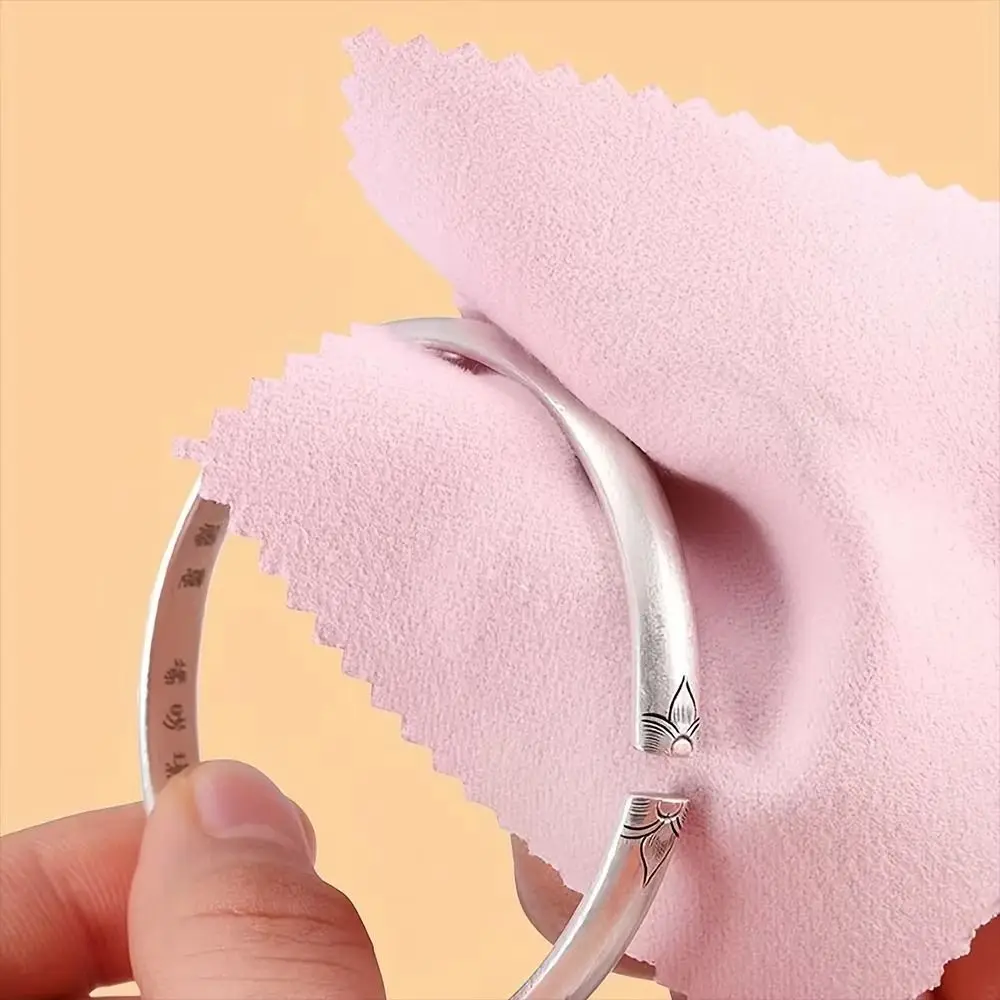 50Pcs 8x8cm Jewelry Cleaning Cloth Soft Fabric Double-Sided Silver Polish Cleaner Wash Cloth Durable Cleaning Polishing Cloth
