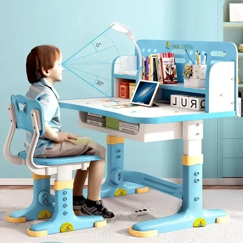 Children's Study Table Primary School Desk Liftable Plastic Student Writing Kids Table Household Desk and Chair Set for Kids B