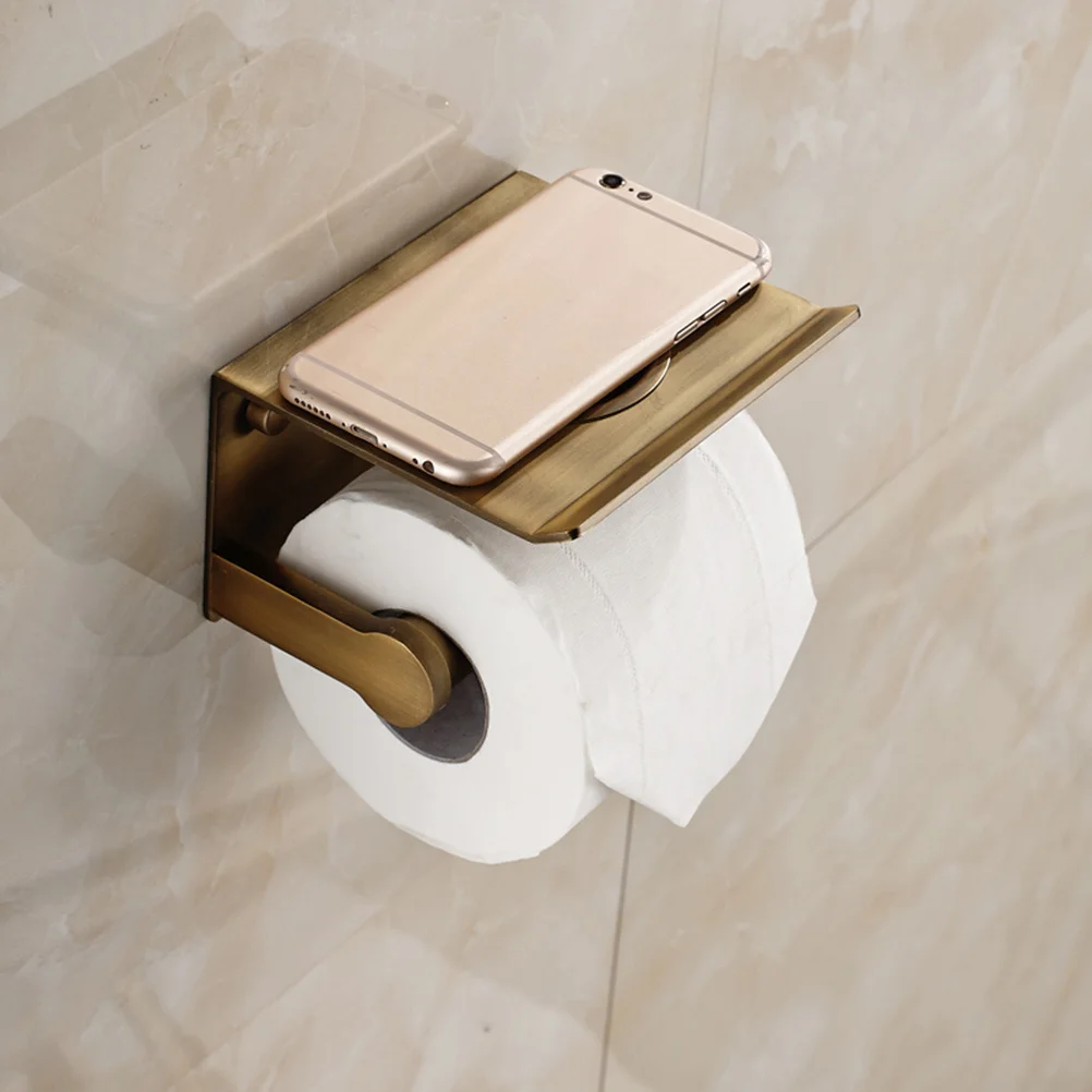 

Toilet Paper Holder Space Aluminum Mobile Phone Storage Shelf Tissue Roll Holder Bathroom Accessories Wall Mounted For Home