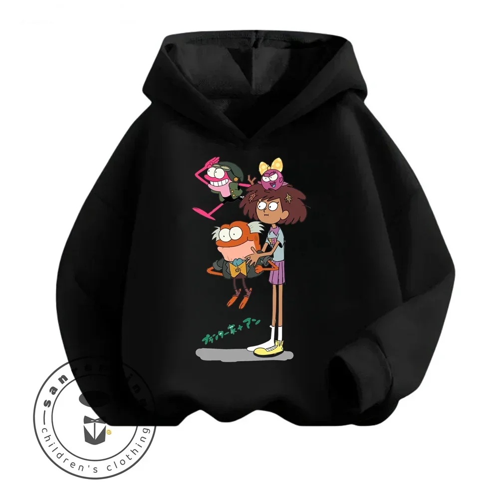 Kawaii Amphibia Animation Comfortable Long-sleeved Hoodie for Children in Spring and Autumn Style Inspired by Cartoon Prints