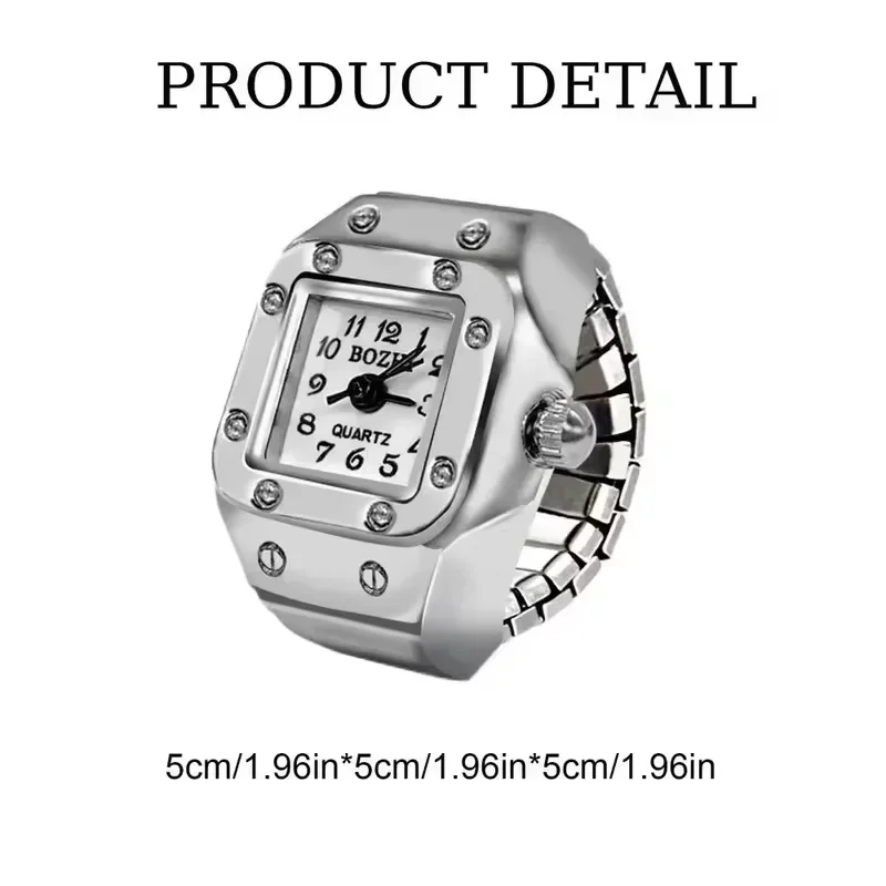 ساعة كلاسيكية بحلقة فضية اللون للرجال والنساء غير عادية ومبتكرة صغيرة مربعة من الفولاذ المقاوم للصدأ ساعات الزوجين أفضل هدية عيد ميلاد