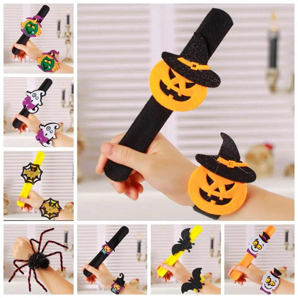 Cool Pompoen Halloween Slap Armbanden Spider Heksenhoed Pop Cirkel Polsbandje Ghost Cartoon Design Handen Clap Circle Kinderen