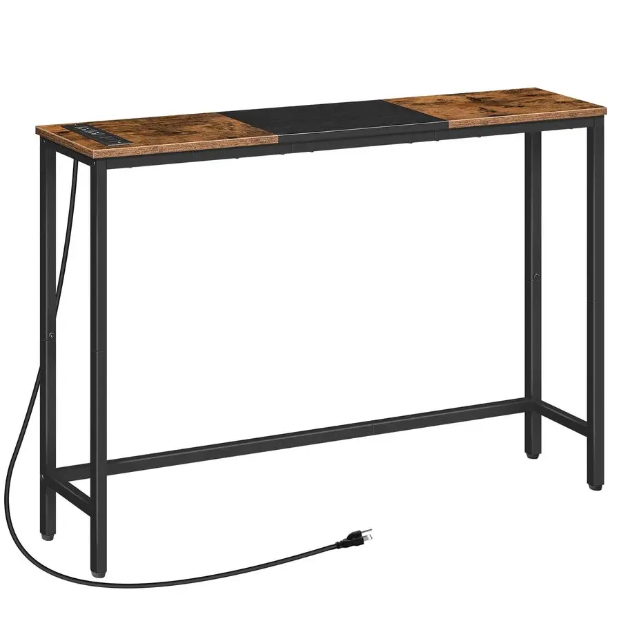 

HOOBRO Narrow Console Table with Power Outlets, 44.9 Inches Sofa Table, Slim Behind Couch Table, Entryway Table with Display Sh