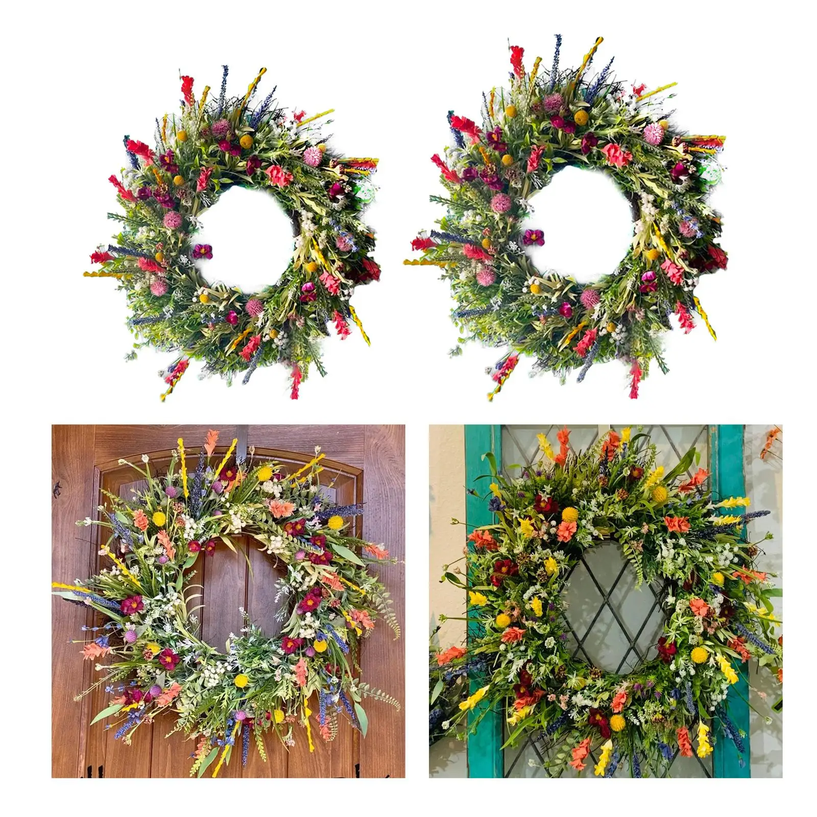 Round Floral Wreath Garland Window Decoration Artificial Flower Wreath for Window Wedding Garden Decoration