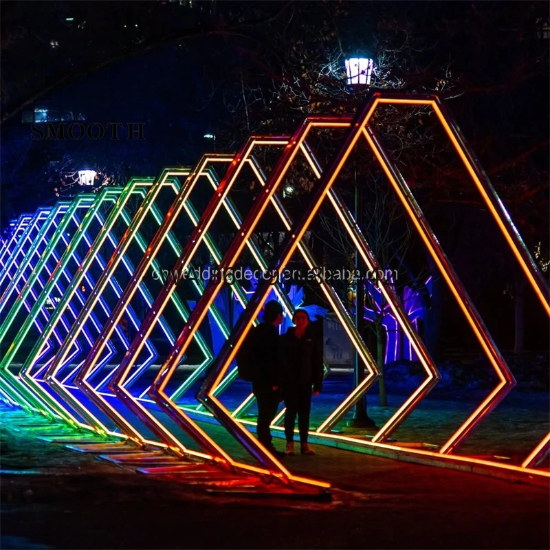 

Unique Style Wedding Stage Giant Frame Neon Wedding Path Tunnel Arch Street Tunnel