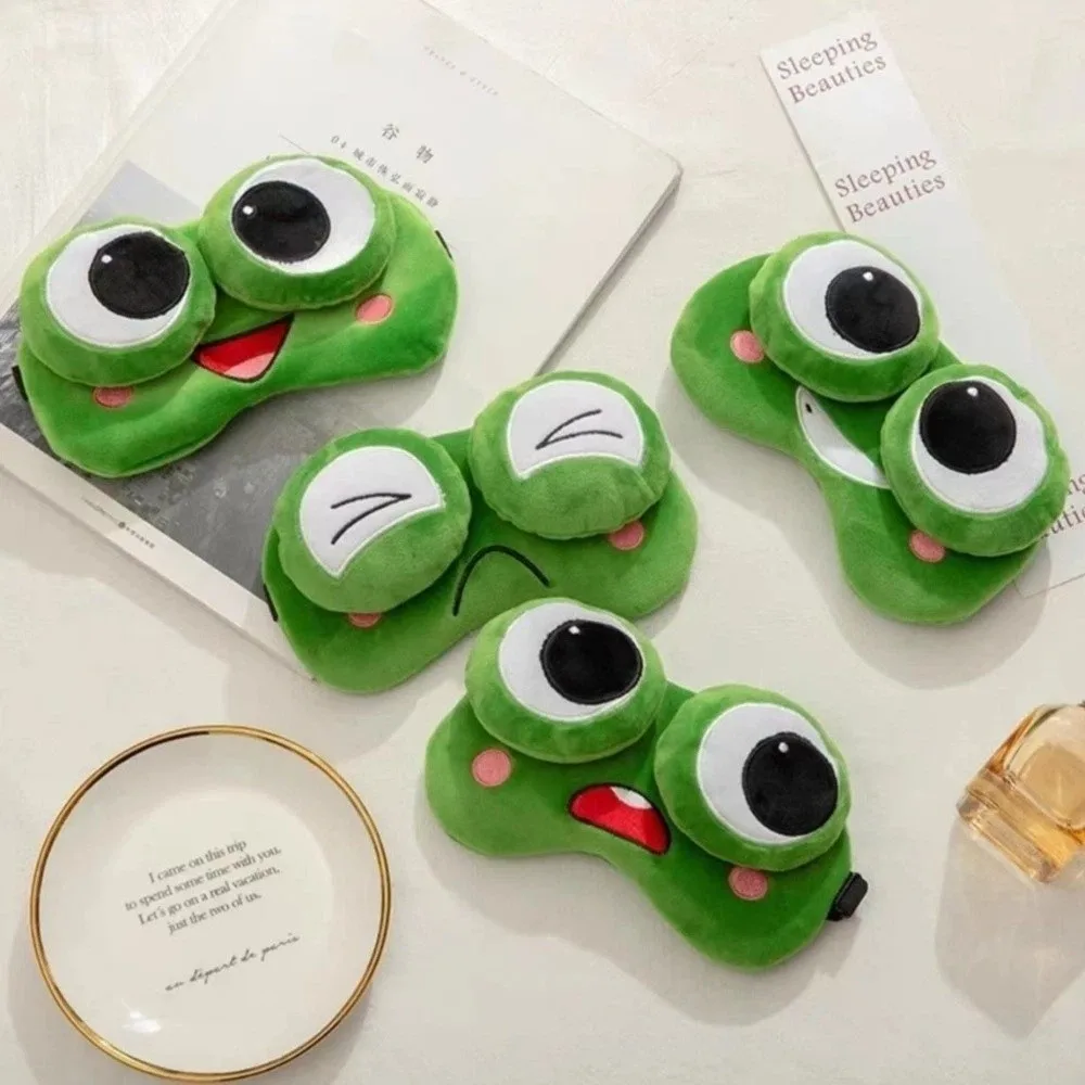 Breathable Funny Frog Sleep Mask Adjustable Sleeping Aid Eye Mask Headwear Cartoon Frog Blockout Light Eye Cover Sleep