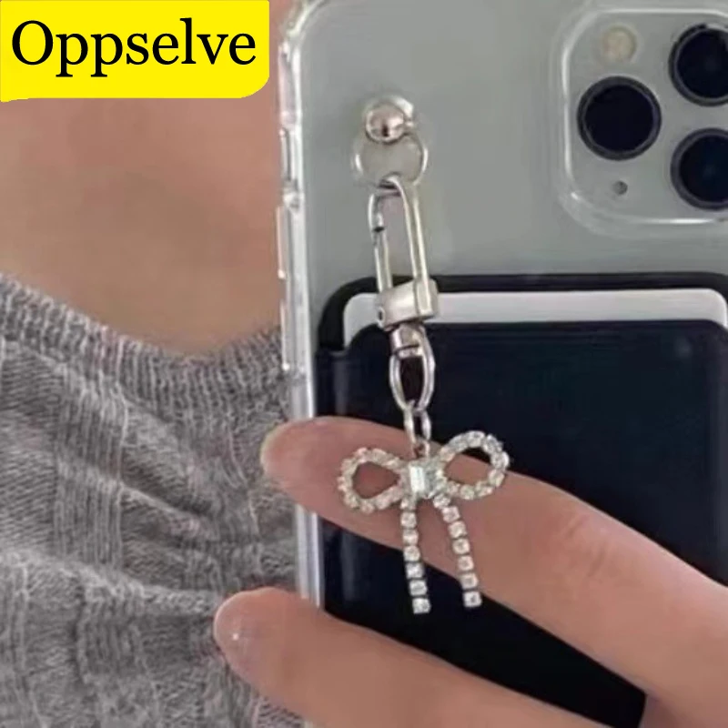 Elegant Bag Pendant Silvery Bowknot Phone Chain Fashionable Key Accessories Unique Key Adornment Perfect Gift For Women Girls