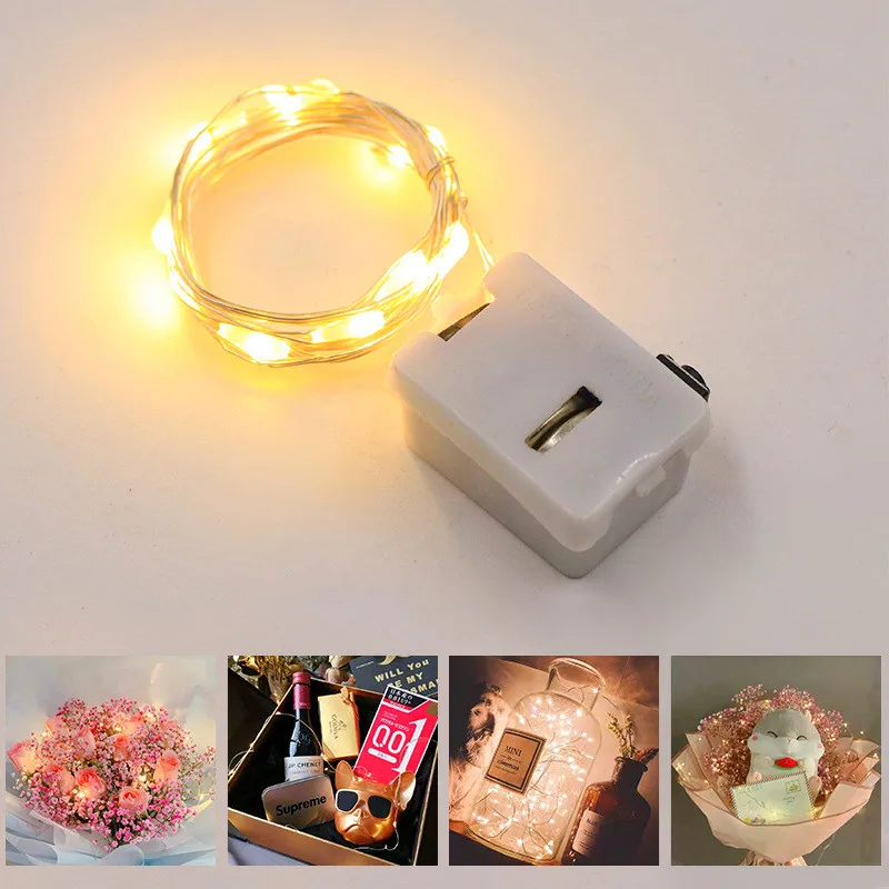 

1M 2M Fairy Copper Silver Wire String Lights Wedding Garland Lamp for Home Garden Christmas Gift Box Decoration Include Battery