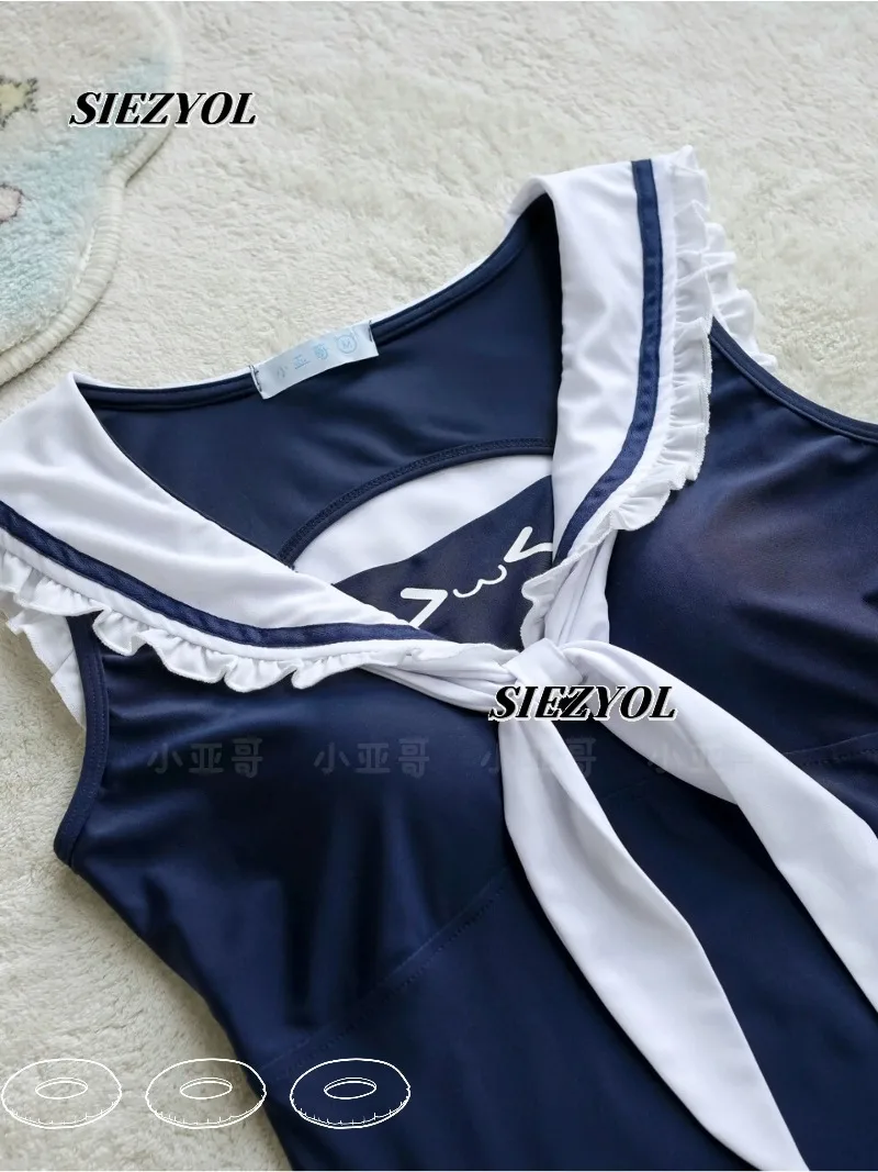 Summer New Original Sailor Collar One-piece Swimsuit Sweet Cute Girl Seaside Vacation Sleeveless Bathing Suit for Women