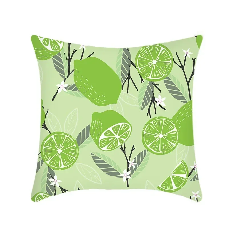 ライムアボカドグリーンの短いプラッシュプリントのクッションカバー、リビングルームのソファ装飾用クッションカバー、装飾用枕カバー
